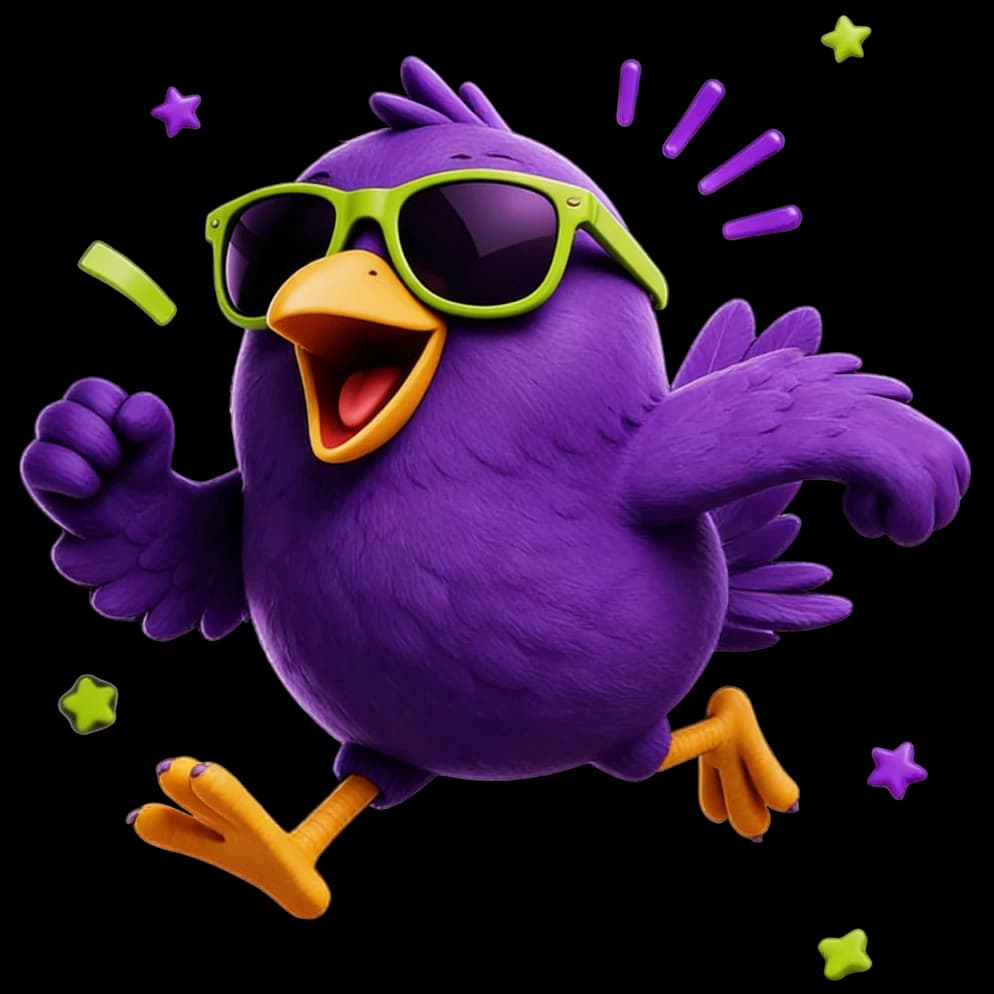 Stampy bird mascot wearing sunglasses