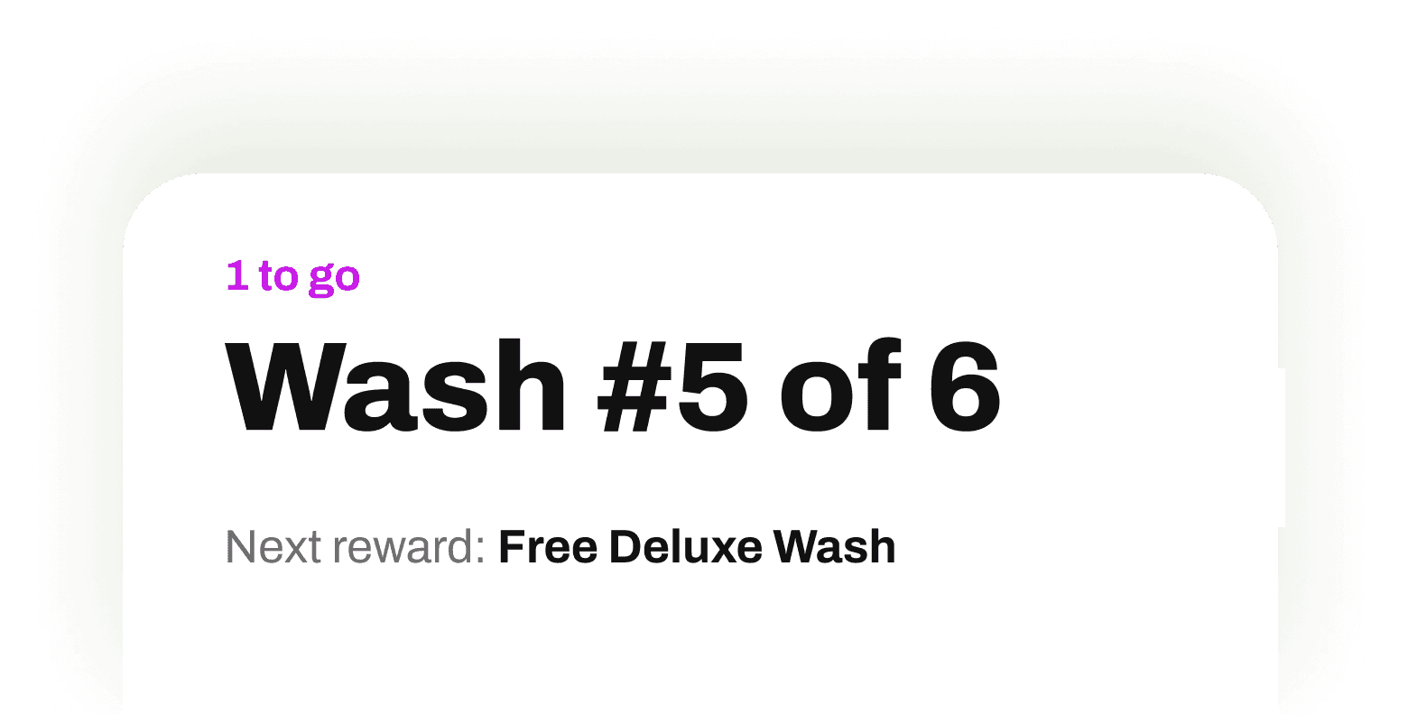 Customer loyalty wash progress