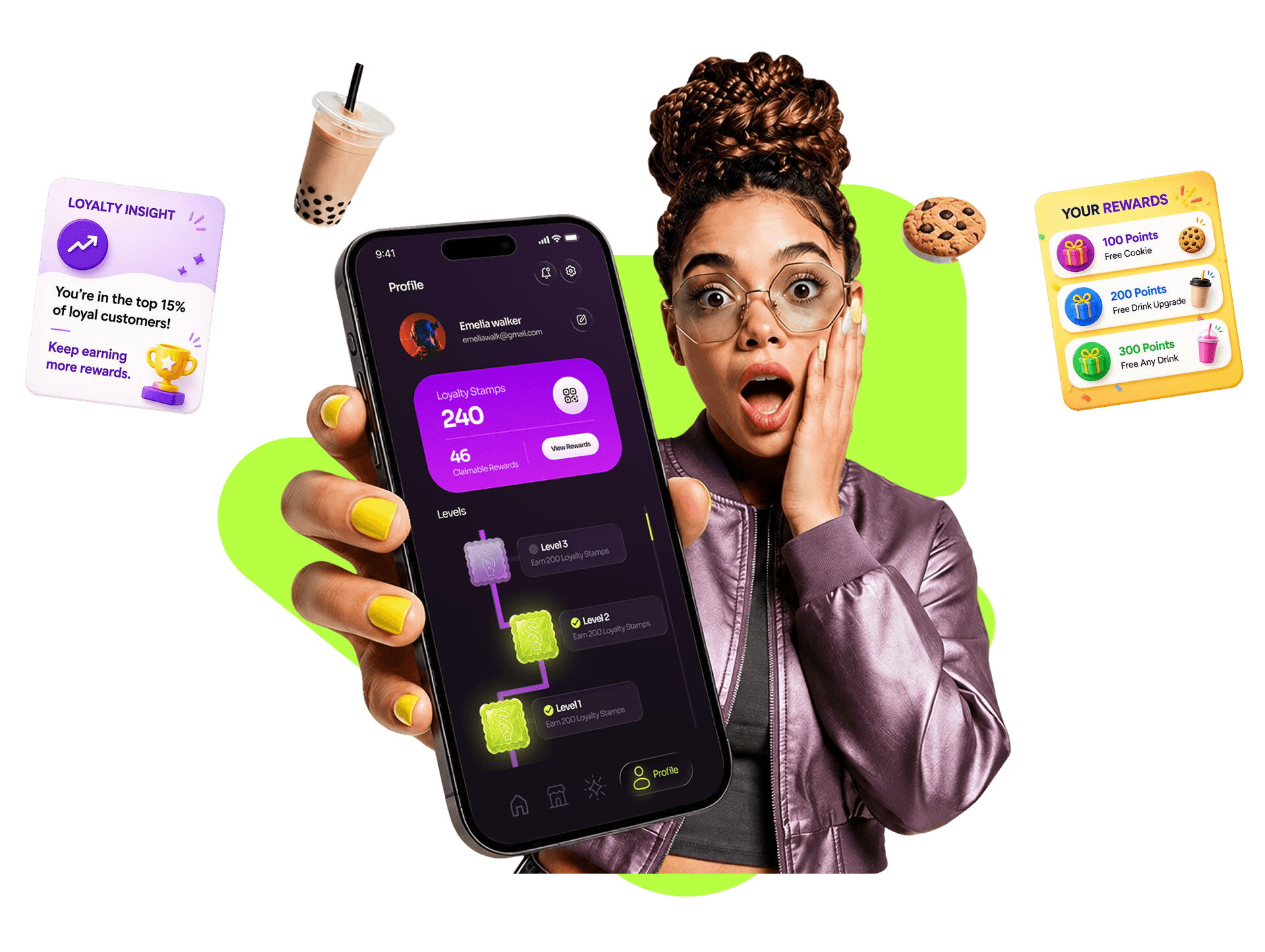 A Stampy customer using the digital loyalty app