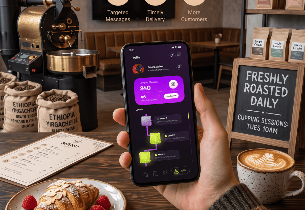 Coffee shop customer rewards and offers