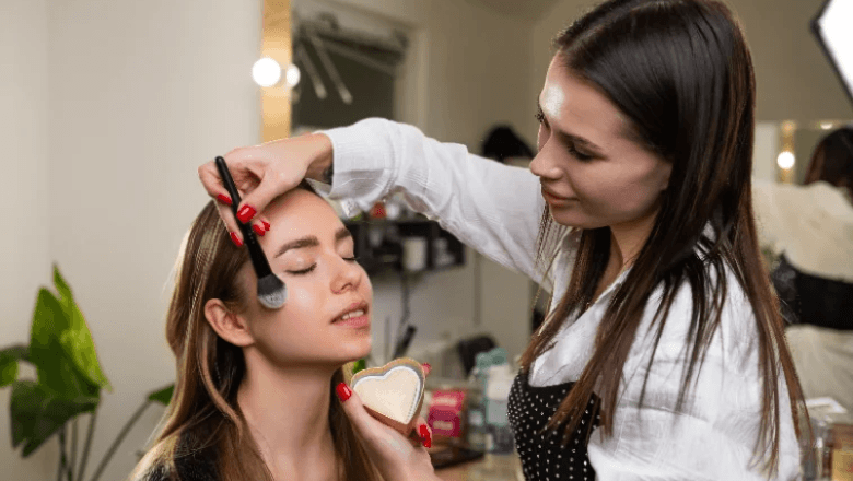 Beauty salon professional treating a client